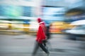 Blurred pedestrian, zoom effect