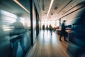 Blurred people in an office, Generative AI Royalty Free Stock Photo