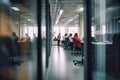 Blurred people in an office, Generative AI Royalty Free Stock Photo
