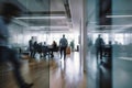 Blurred people in an office, Generative AI Royalty Free Stock Photo