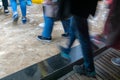 Blurred people on subway platform entering the train Royalty Free Stock Photo