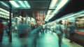 Blurred People Waiting on a Subway Platform Royalty Free Stock Photo