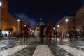 blurred people walking at night on a street in front of the Vatican in Rome Royalty Free Stock Photo