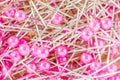 Blurred photo of texture colorful sewing pins pile and reflec Royalty Free Stock Photo