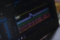 Blurred photo of Timeline video and sounds of video editing tool