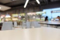 Blurred picture of empty table in food court in Department store Royalty Free Stock Photo