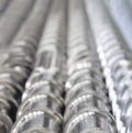 Blurred picture of Screw Press Spare parts for industrial engineering background Royalty Free Stock Photo