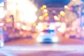 Blurred police car on the street at night Royalty Free Stock Photo