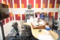 Blurred radio studio