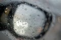 Blurred rain drop on the car glass background