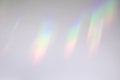 Blurred rainbow light refraction texture on white wall