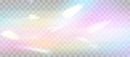 Blurred rainbow refraction overlay effect. Light lens prism effect on transparent background. Holographic reflection Royalty Free Stock Photo