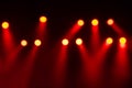 Blurred of Red lights and smoke on stage in the concert Royalty Free Stock Photo