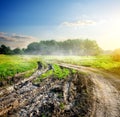 Blurred road in countryside