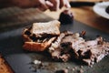 Blurred roast beef, corn, bread served on the table Royalty Free Stock Photo