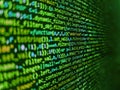 Blurred screen with selective focus. Information technology website coding standards for web design. Abstract computer script Royalty Free Stock Photo
