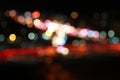 Blurred shot of urban city night light bokeh - great for wallpaper or background