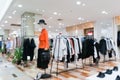 Blurred showcases fashion boutique Clothing store in a modern shopping mall. Cloth and acessorie modern shop blur