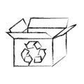 blurred silhouette carton box with recycling symbol Royalty Free Stock Photo