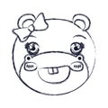 Blurred silhouette face of female hippo animal cute expression smiling