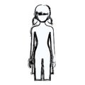 Blurred silhouette faceless front view girl naked body with pigtails hairstyle