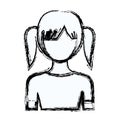 Blurred silhouette faceless half body girl with pair pigtails hairstyle