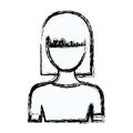 Blurred silhouette faceless half body young woman with straight medium hairstyle