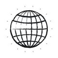 Blurred silhouette front view globe earth world chart with lines