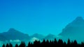 Blurred silhouette image - forest on mountain background