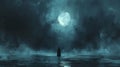 A blurred silhouette just ly discernible in the inky blackness of a moonless night stirring dark thoughts and a sense of