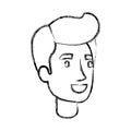 Blurred silhouette of man face with pompadour hair