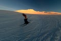 Blurred skier on mountainside