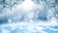 Snowy winter glittering and shiny background with space for your products and decoration. Happy Christmas time. Royalty Free Stock Photo