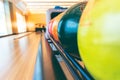 Blurred soft images of Bowling ball on the track