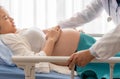 Blurred soft images of the pregnant woman is suffering Because close to the birth Royalty Free Stock Photo