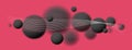 Blurred spheres over red vector abstract background, defocused balls levitating Royalty Free Stock Photo