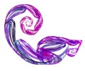 Blurred spirals in shades of purple on a white background. Graphic design element. 3d