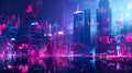 Blurred stock graph trader analyzing data statistic finance market with city background