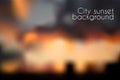 Blurred sunset background. Evening cityscape vector illustration Royalty Free Stock Photo