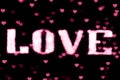 Blurred text pink LOVE Bokeh sign LED neon light pink on background bokeh lights heart soft colorful Royalty Free Stock Photo