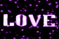 Blurred text purple LOVE sign LED Bokeh neon light purple on background bokeh lights heart soft colorful Royalty Free Stock Photo