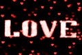 Blurred text red LOVE sign LED Bokeh neon light red on background bokeh lights heart soft colorful Royalty Free Stock Photo