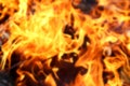 Blurred Texture of Bright Orange Fire Flames Burning Wood in Cam Royalty Free Stock Photo