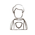 Blurred thick silhouette caricature faceless half body super hero young male