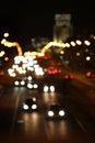 Blurred traffic in night city. Garden ring in Moscow, Russia. Defocused image Royalty Free Stock Photo