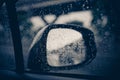 Blurred traffic on rainy day,Car window with rain drops on glass or the windshield Royalty Free Stock Photo