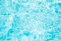 Blurred transparent blue colored clear calm water surface texture with splashes and bubbles. Trendy abstract nature background. Royalty Free Stock Photo