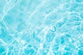 Blurred transparent blue colored clear calm water surface texture with splashes and bubbles. Trendy abstract nature background. Royalty Free Stock Photo