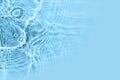 Blurred transparent blue colored clear water surface texture. Water waves in sunlight. Copy space Royalty Free Stock Photo