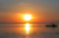 Blurred tropical sea view. Beautiful orange sunset by seaside blurred photo Royalty Free Stock Photo